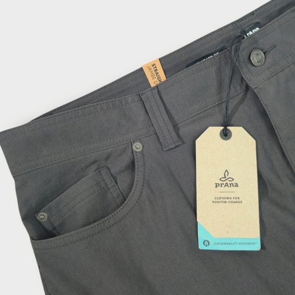 NEW Prana Brion Pants Straight Leg Men's 40x32 Standard Gray Nylon Stretch - Picture 6 of 6
